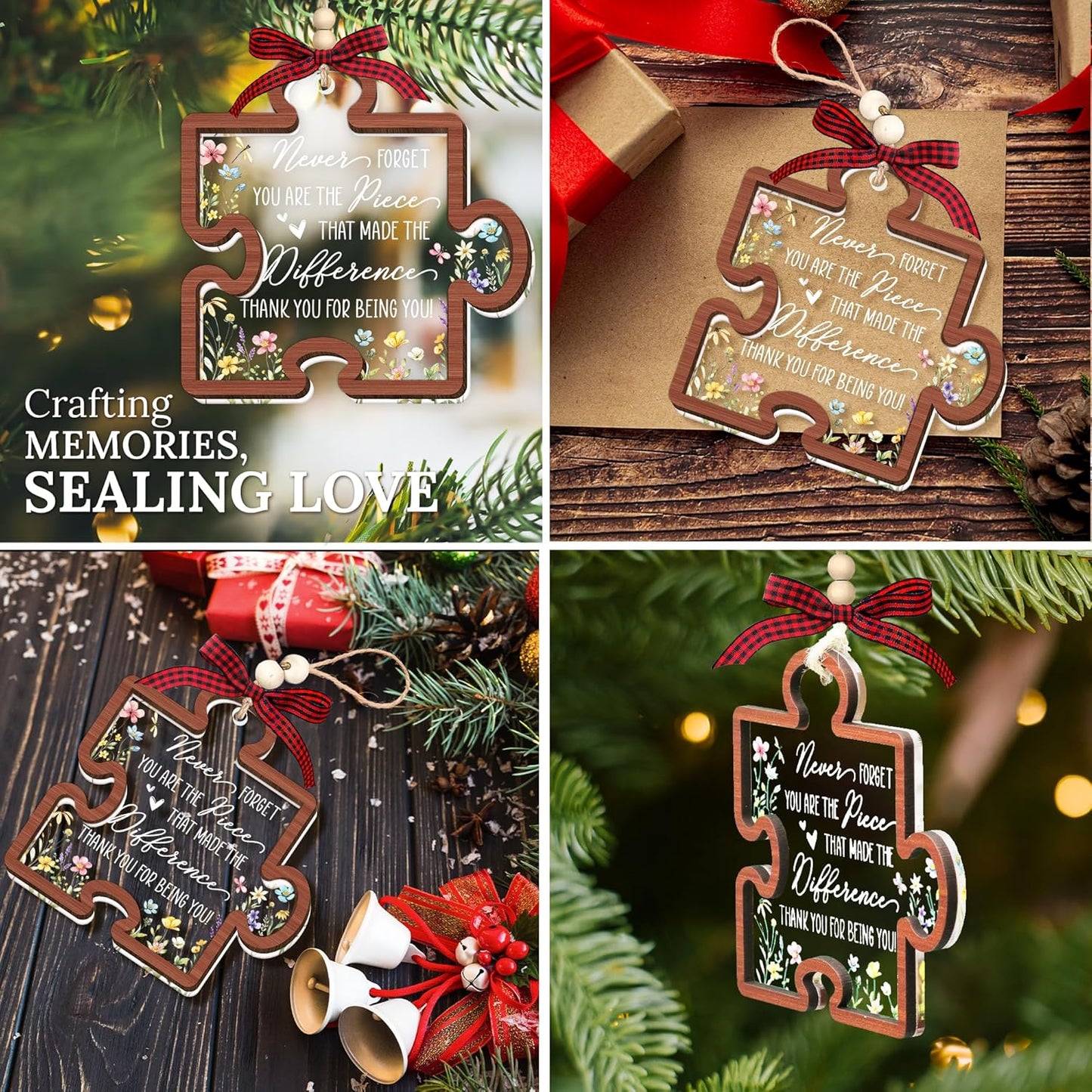 HEXMOZ Christmas Ornaments 2025 - Puzzle Piece Christmas Appreciation Gifts for Coworkers