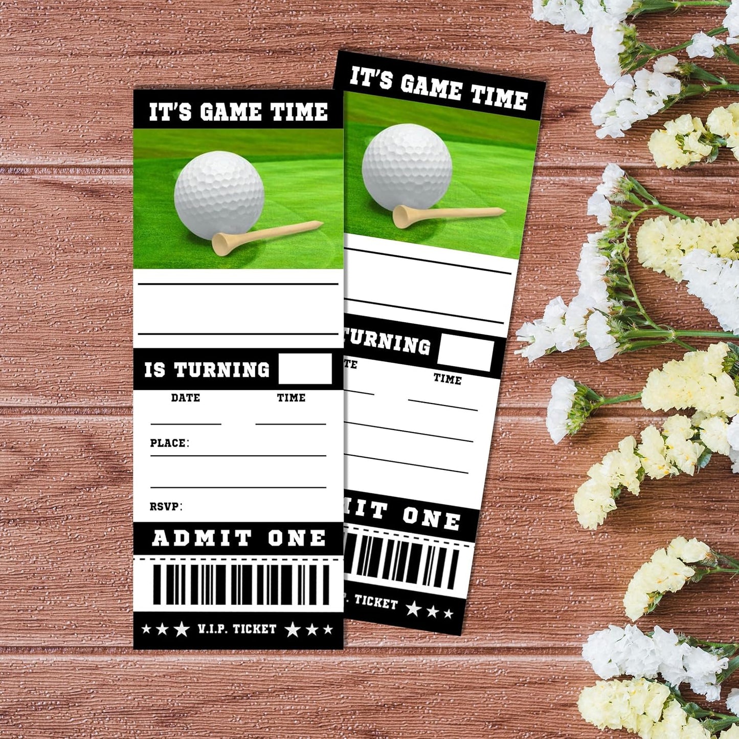 20 Golf Game Ticket Invite Cards-Golf Birthday Invitation with Envelopes for Teens kids Adults-Sports Birthday Cards-Party Favor & Supplies (3×8 inch)-A10