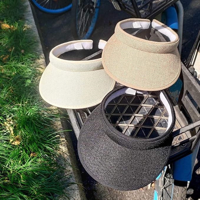 ​3 Pieces Clip On Visors Women Men Visor Sun Hats Hat Outdoor Sports Golf Beach - Image 4