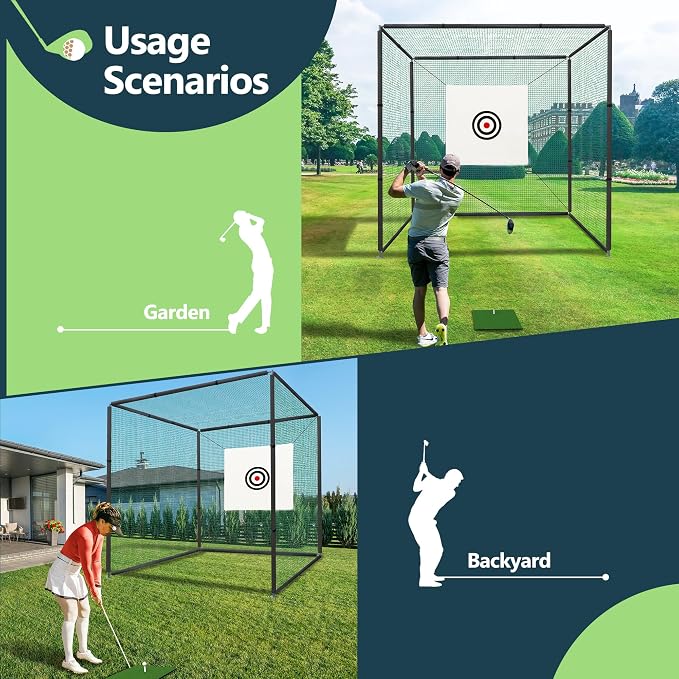 Golf Cage Net with Steel Frame 10x10x10 Ft Golf Practice Nets Used - Image 8