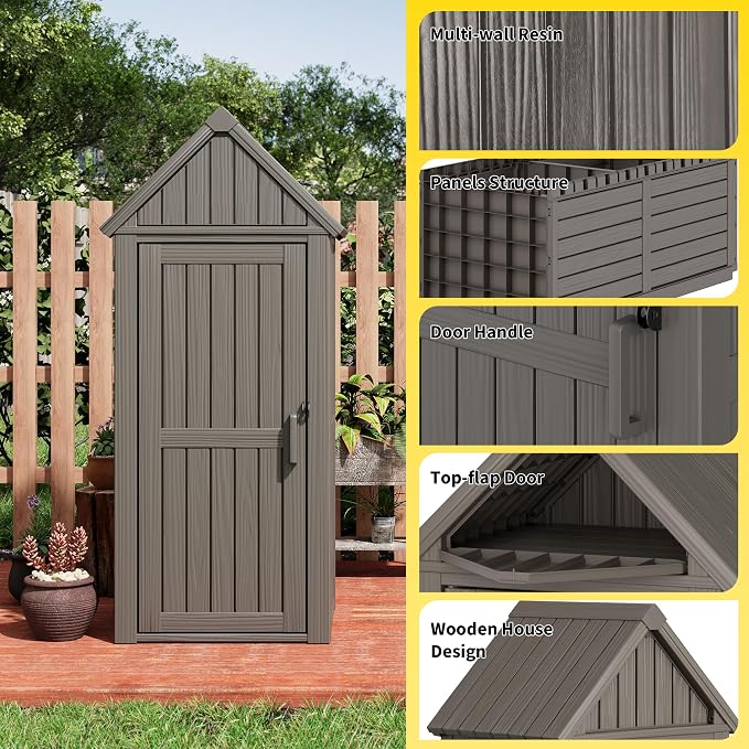 Fancyango Outdoor Resin Storage Shed, Upgrade Sturdy Storage Cabinet - Image 7