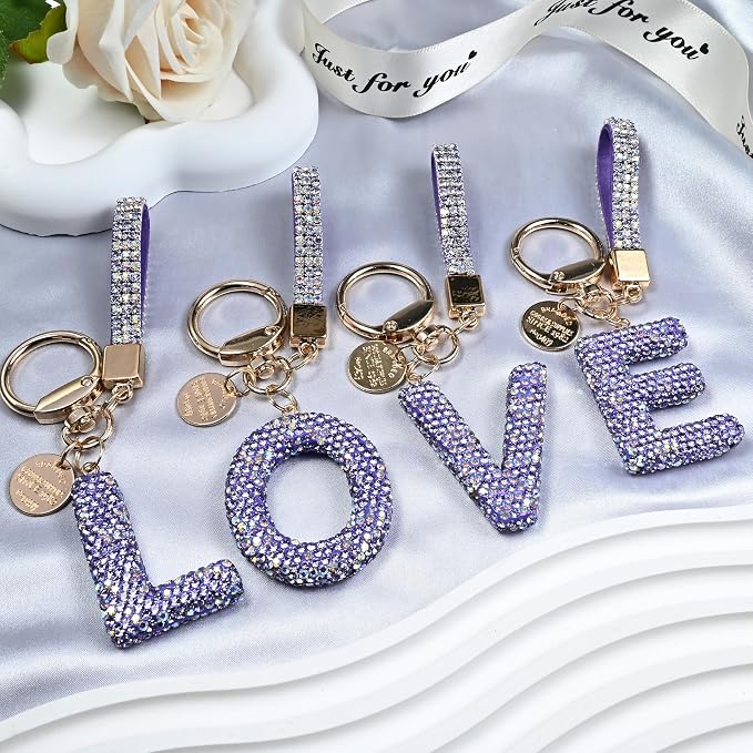 Pink Blue White Initial Letter Keychain Gift - Image 5