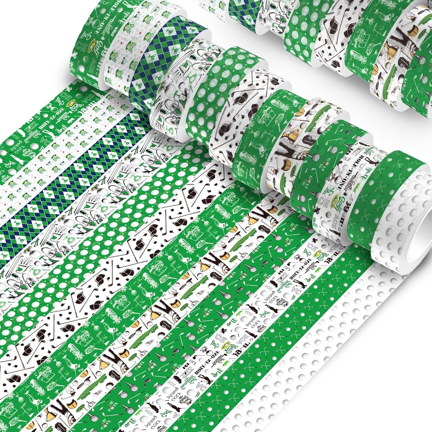 12 Rolls Golf Ball Washi Tape Set - Sports Theme Decorative Paper Tape for Scrapbooking, Journals, Gift Wrapping & DIY Crafts (15mm x 6.5m per Roll)