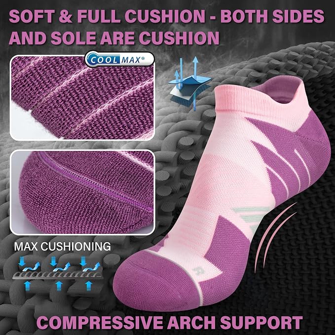 Hylaea No Show Running Athletic Anti-Blister Wicking Coolmax Socks, Seamless - Image 5