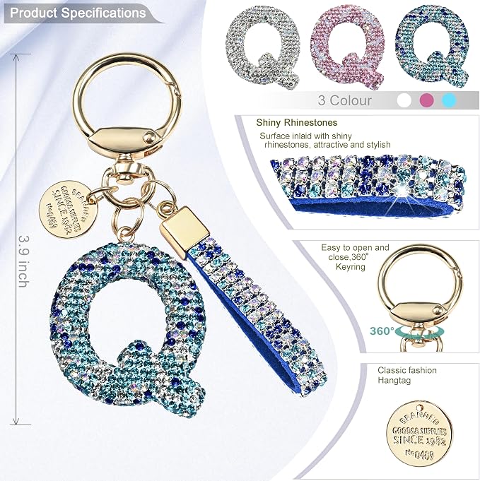 Pink Blue White Initial Letter Keychain Gift - Image 2
