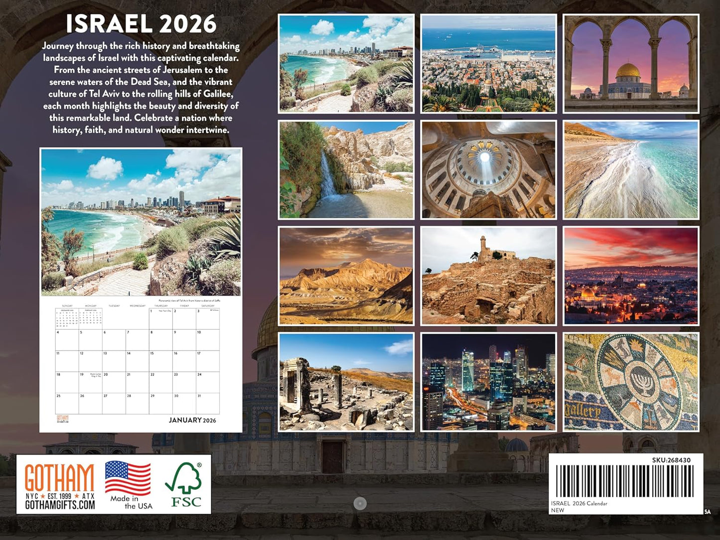 Israel Calendar 2026 Monthly Wall Calender 12 Month | American Made In The USA