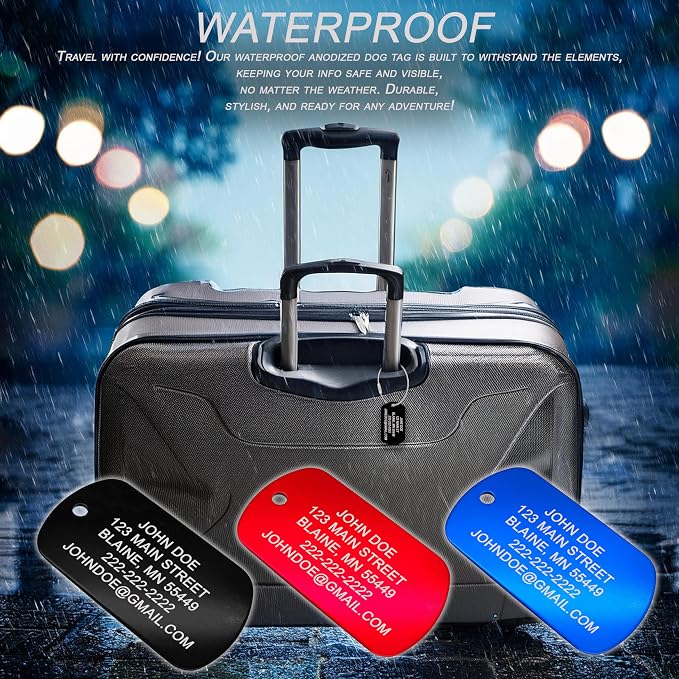High Visibility Durable Anodized Aluminum Luggage Tags - Image 4