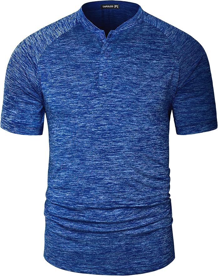 TAPULCO Mens Collarless Golf Shirts Short Sleeve Dry Fit Stretch Casual by TAPULCO