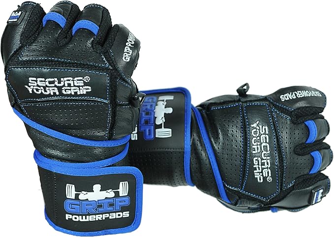 Elite Leather Gym Gloves with Built in 2" Wide Wrist Wraps Grip & Design - Image 4