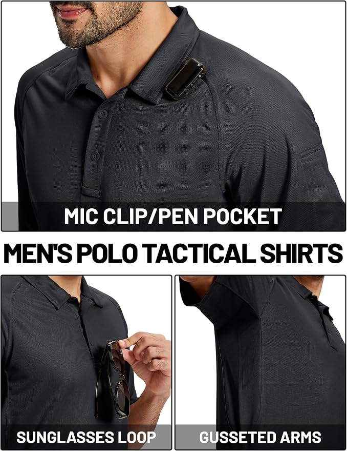 TACVASEN Men's Polo Shirts Short Sleeve Golf Polos Dry Fit UPF 50+ Performance - Image 4