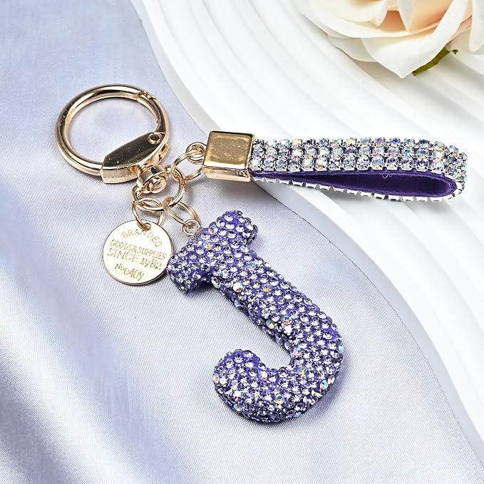 Pink Blue White Initial Letter Keychain Gift - Image 3