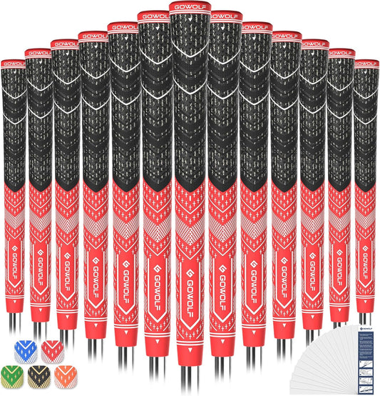 Gowolf Golf Grips Cord Rubber Multi-compound Golf Driver Irons Club 13pcs Golf Grips Colored Top Cover SL02 Pro with Free 15 Tapes