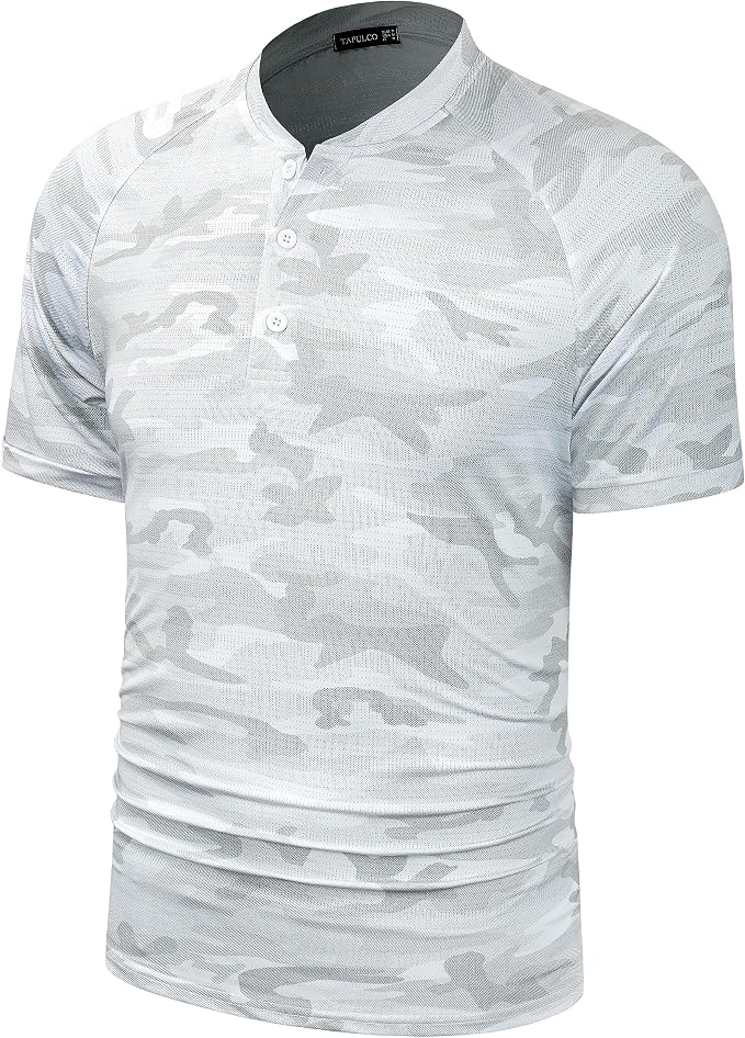 TAPULCO Mens Collarless Golf Shirts Short Sleeve Dry Fit Stretch Casual - Image 2