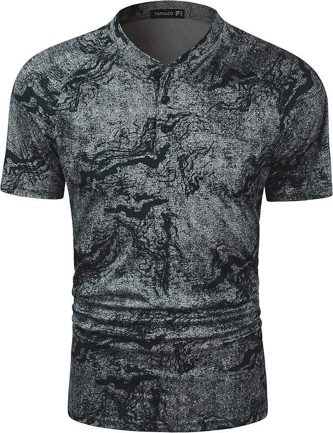 TAPULCO Mens Collarless Golf Shirts Short Sleeve Dry Fit Stretch Casual by TAPULCO