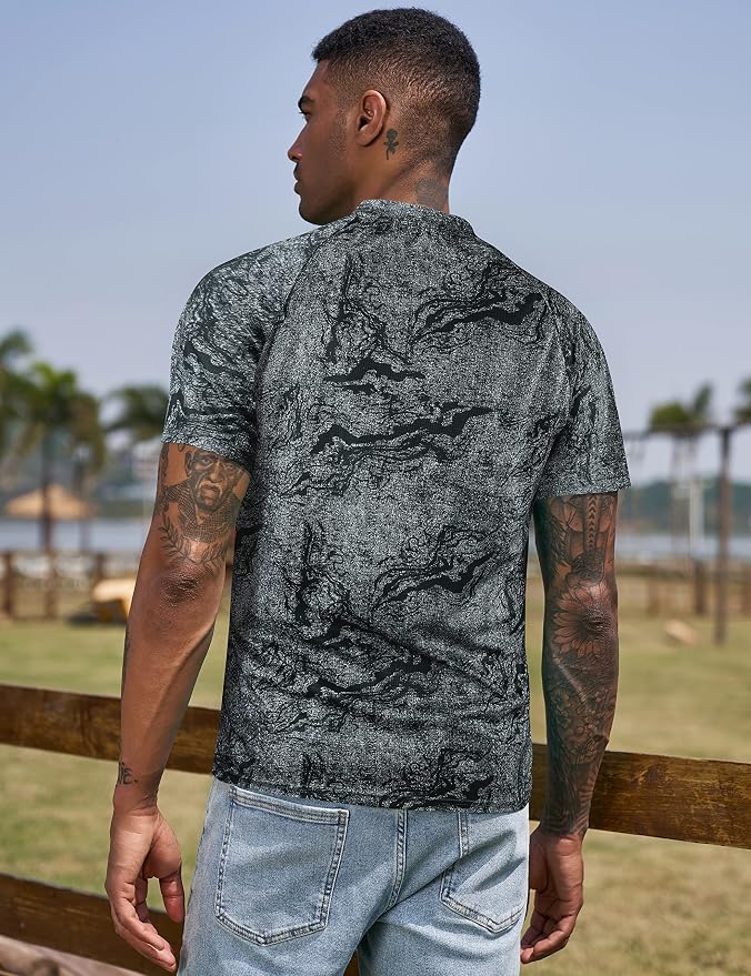 TAPULCO Mens Collarless Golf Shirts Short Sleeve Dry Fit Stretch Casual - Image 4