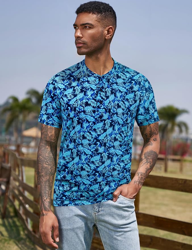 TAPULCO Mens Collarless Golf Shirts Short Sleeve Dry Fit Stretch Casual - Image 5
