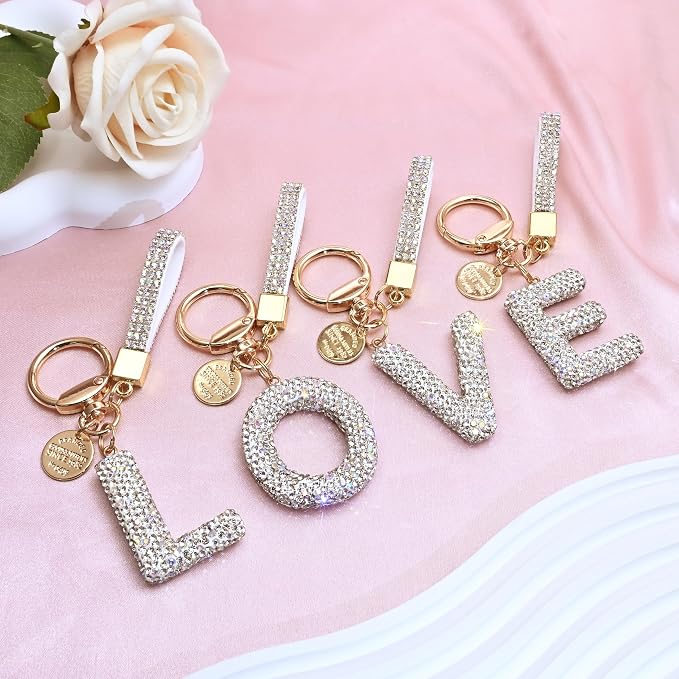 Pink Blue White Initial Letter Keychain Gift - Image 5