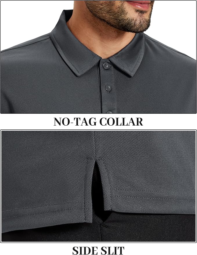 TACVASEN Mens Polo Shirts Short Sleeve Dry Fit Performance Breathable Golf Shirt - Image 3