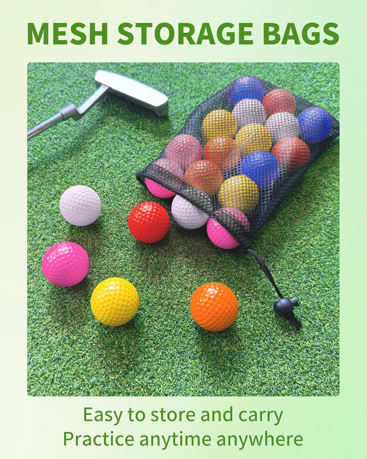 24 Pack Foam Golf Practice Balls,Practice Golf Balls for Backyard,Realistic Feel and Limited Flight Soft Golf Balls for Indoor or Outdoor Training