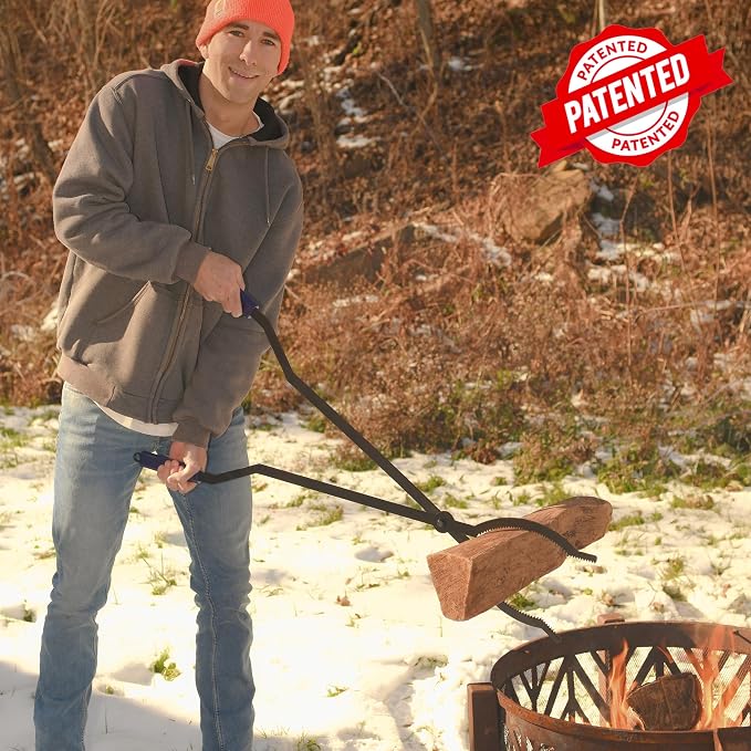 40" Fire Log Tongs Firewood Grabber and Fire Poker Set, Large Fire Pit Tool - Image 2