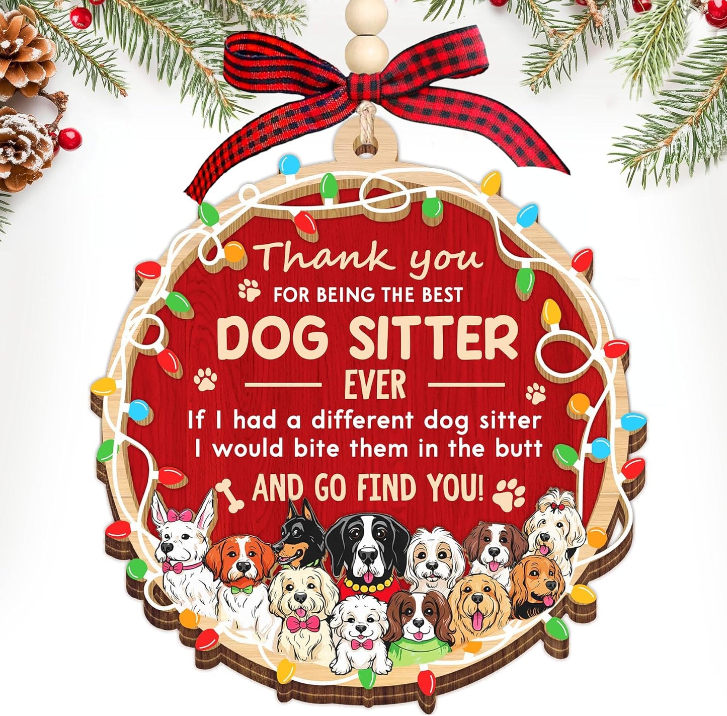 HEXMOZ Dog Sitter Gifts for Women, Men - Dog Sitter Ornament - Petsitter Thank You Gift for Christmas, Appreciation Present Gift Ideas - Xmas Dogs Ornaments Holiday Decorations 2025