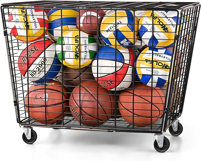 Mythinglogic Rolling Ball Storage Cart, Sports Equipment Storage Organizer by Mythinglogic