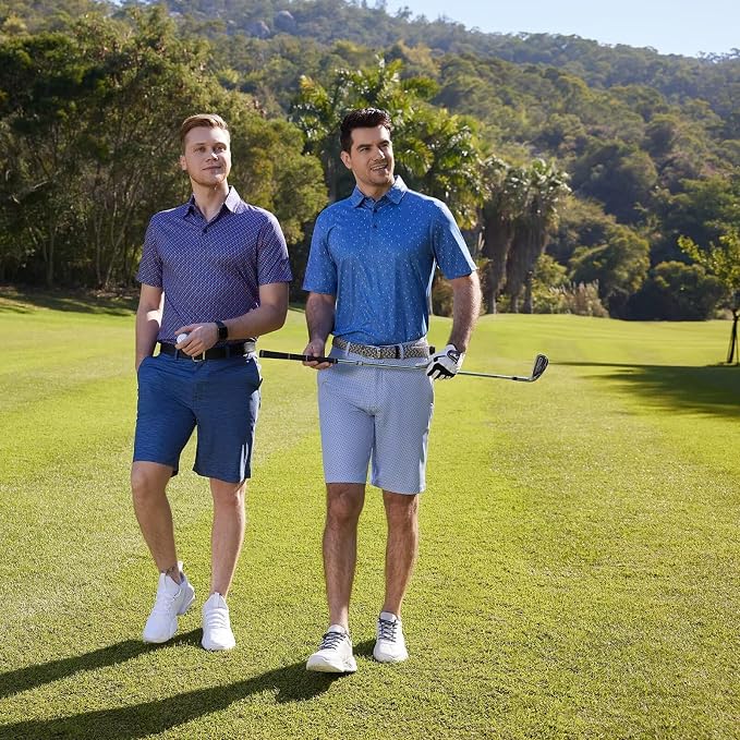 Golf Shirts for Men Dry Fit Short Sleeve Print Performance Moisture Wicking - Image 3