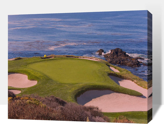 Beach Golf Canvas Wall Art - Pebble Course Picture Print for Living Room, Sport Poster Painting for Bedroom Office Decoration, Framed Artwork for Home 32x48 Inches