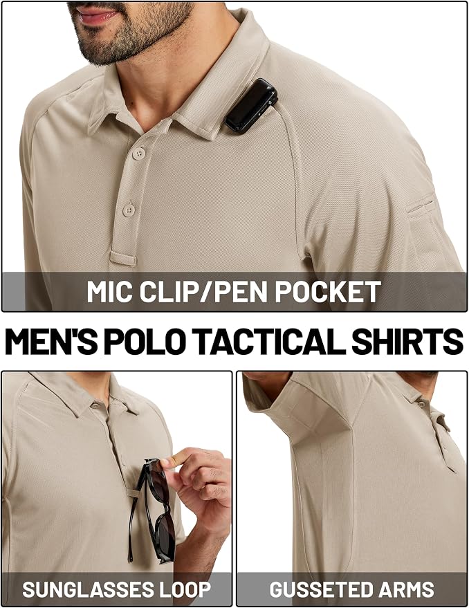 TACVASEN Men's Polo Shirts Short Sleeve Golf Polos Dry Fit UPF 50+ Performance - Image 4
