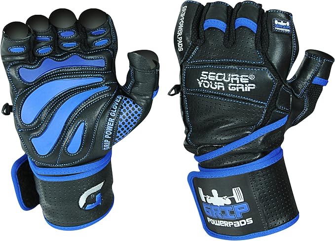 Elite Leather Gym Gloves with Built in 2" Wide Wrist Wraps Grip & Design - Image 8