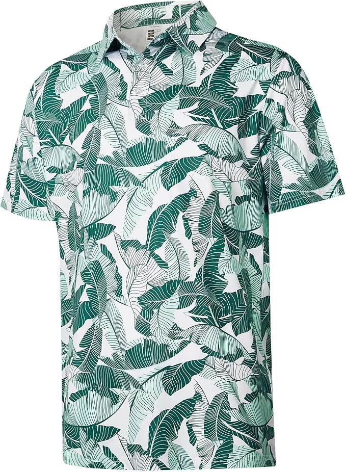 zeetoo Men's Polo Shirts Hawaiian Golf Polos Shirts Short Sleeve Performance by zeetoo