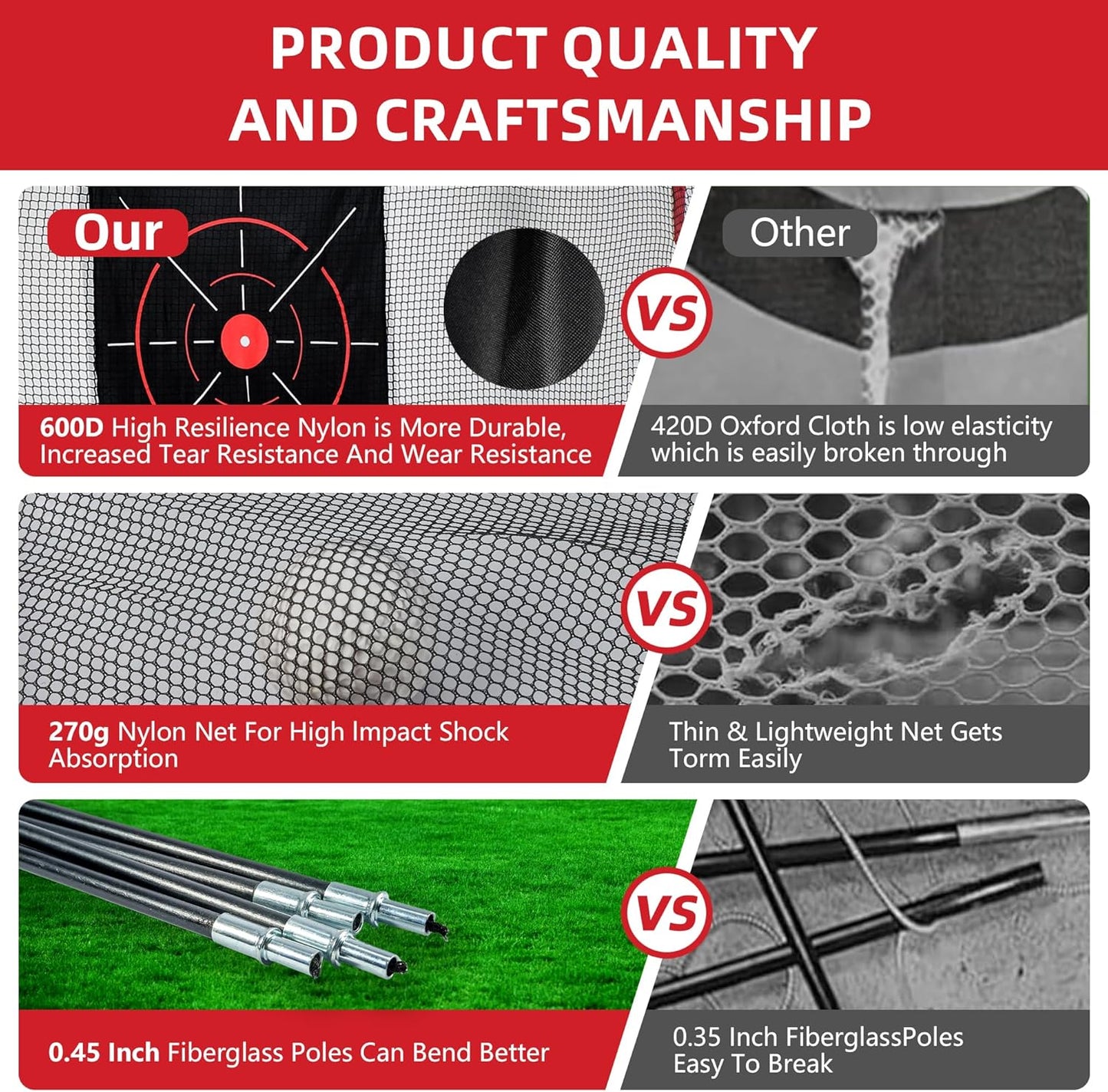 10x7ft Golf Practice Net with Chipping Target, Foldable Mat, 8 Tees & 6 Balls – All-in-One Golf Hitting Net for Backyard, Indoor Outdoor Use, Includes Carry Bag for Easy Storage