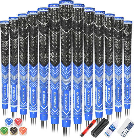 Gowolf Golf Grips Cord Rubber Multi-compound Golf Driver Irons Club 13pcs Golf Grips Colored Top Cover SL02 Pro with Free 15 Tapes