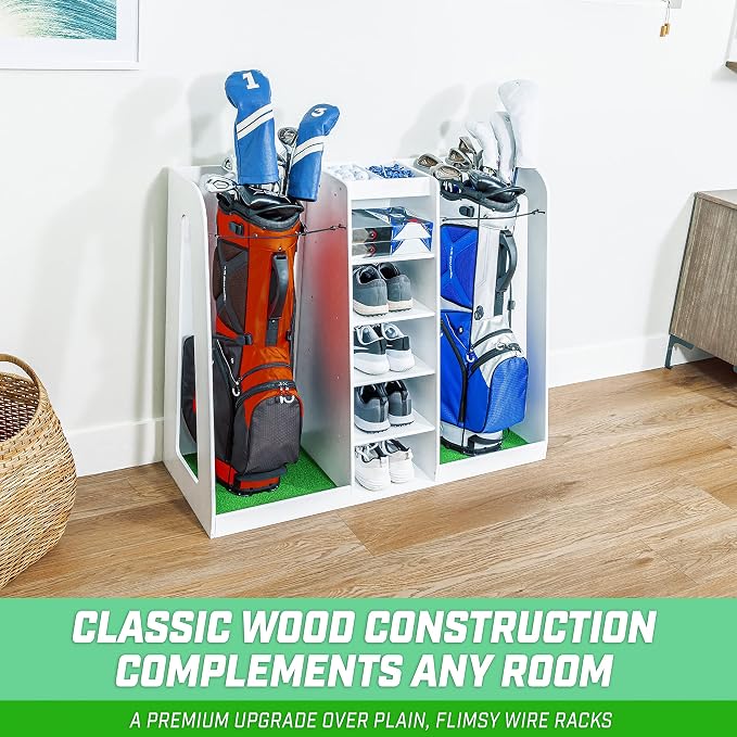 GoSports Premium Wooden Golf Bag Organizer and Storage Rack - Image 4