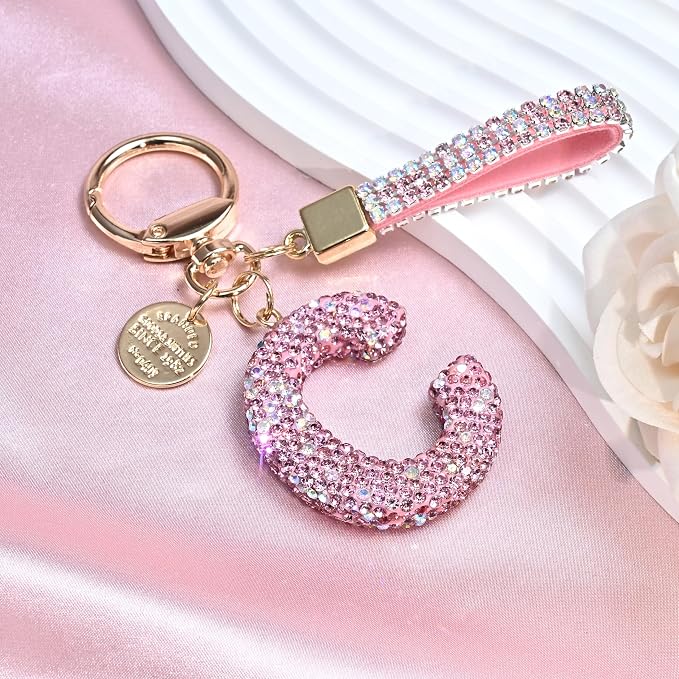 Pink Blue White Initial Letter Keychain Gift - Image 3
