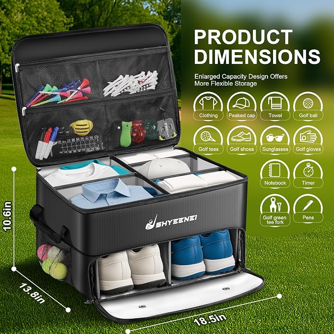 Golf Trunk Organizer, Improved Version 2-Layer Golf Storage Locker, - Image 2