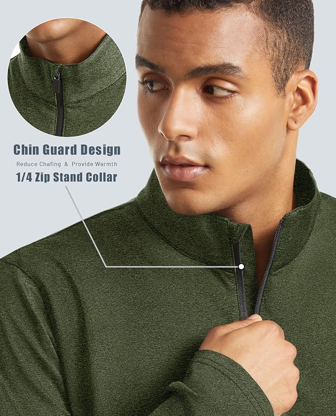 KEFITEVD Men's Quarter Zip Pullover Fleece Lined Long Sleeve Golf Shirt 1/4 Zip - Image 5