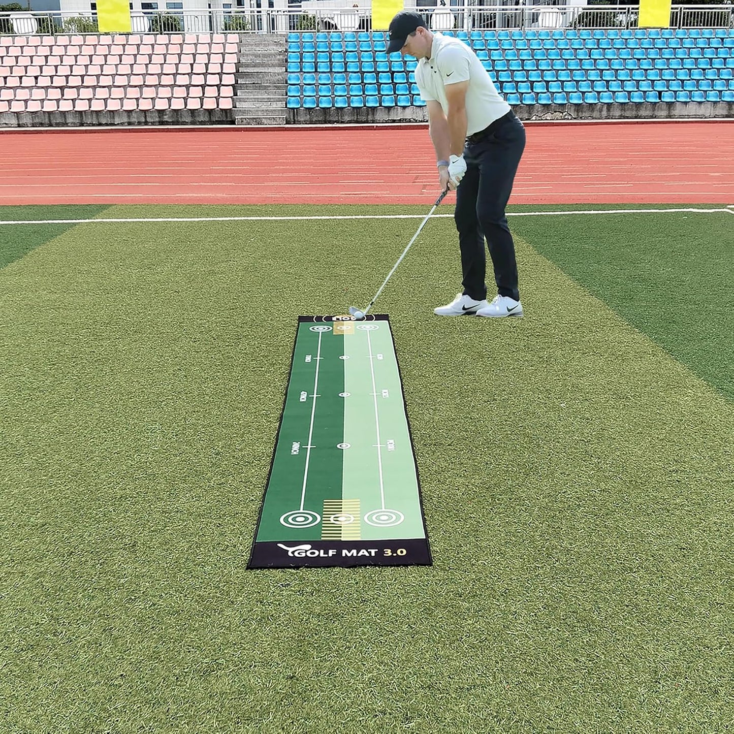 1 Piece Golf Putting Practice mat, Size is 19.69 inches x 116 inches, Portable Washable Non-Slip Folding Putting mat, Suitable for Home, Office, Outdoor use, Party Team Building Activities.