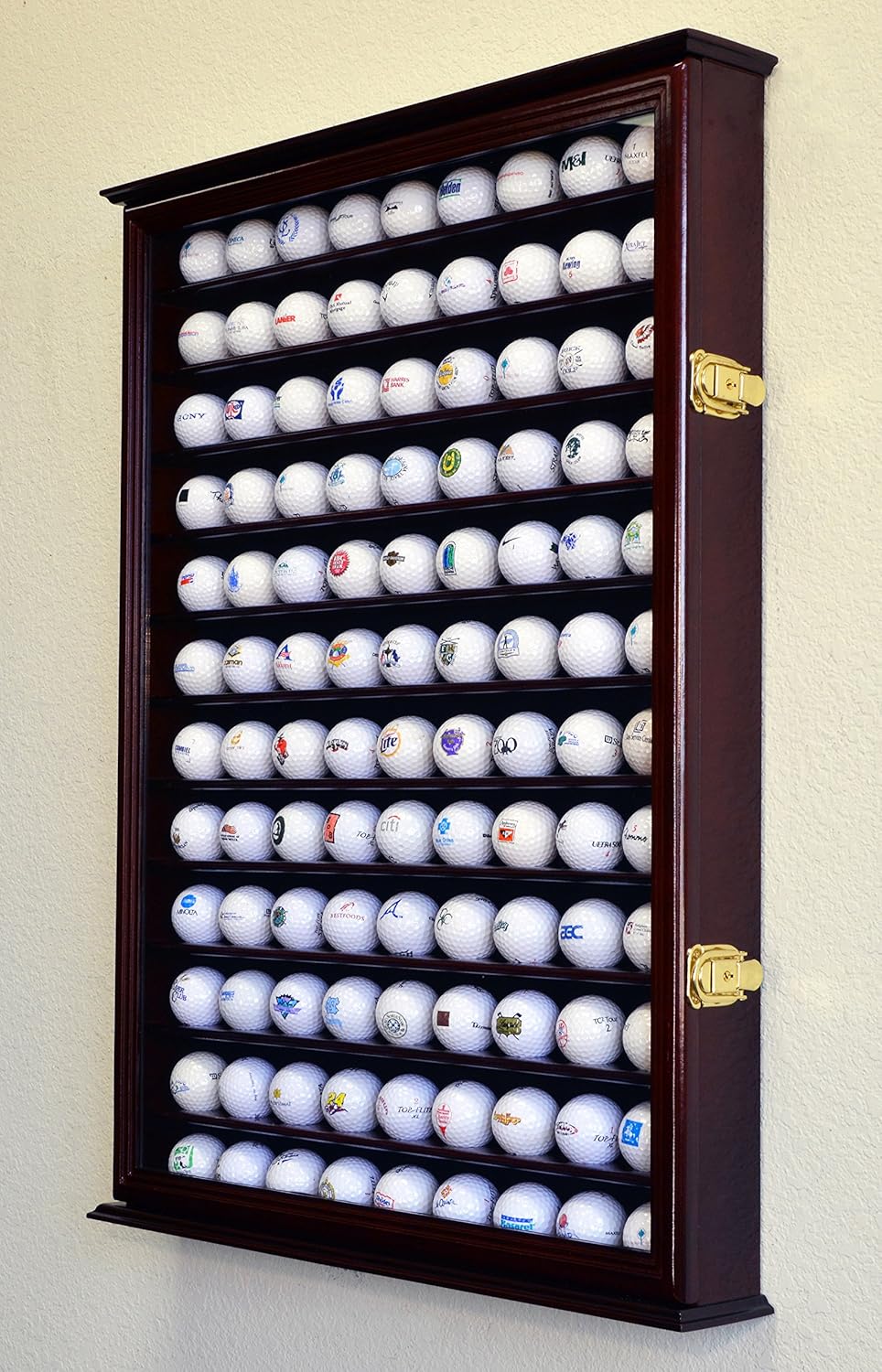108 Golf Ball Display Case Cabinet Wall Rack Holder w/98% UV Protection Lockable