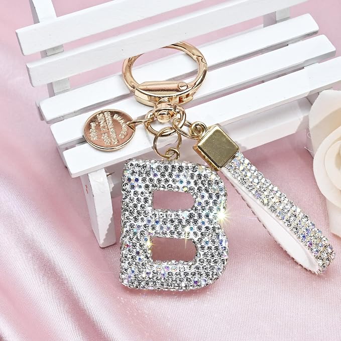 Pink Blue White Initial Letter Keychain Gift - Image 4