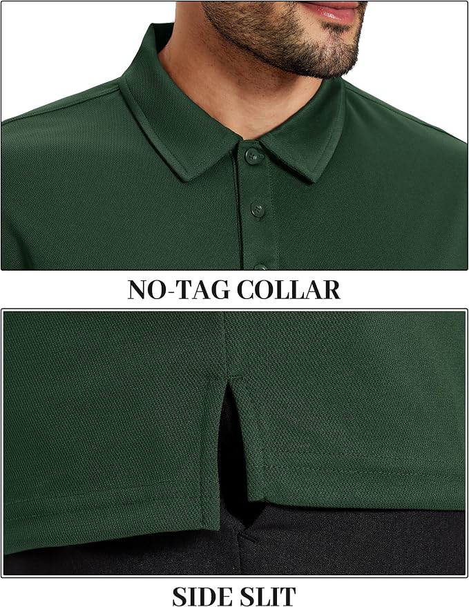 TACVASEN Mens Polo Shirts Short Sleeve Dry Fit Performance Breathable Golf Shirt - Image 3