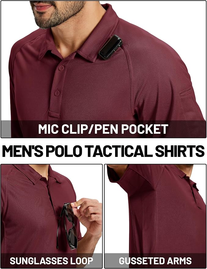 TACVASEN Men's Polo Shirts Short Sleeve Golf Polos Dry Fit UPF 50+ Performance - Image 4