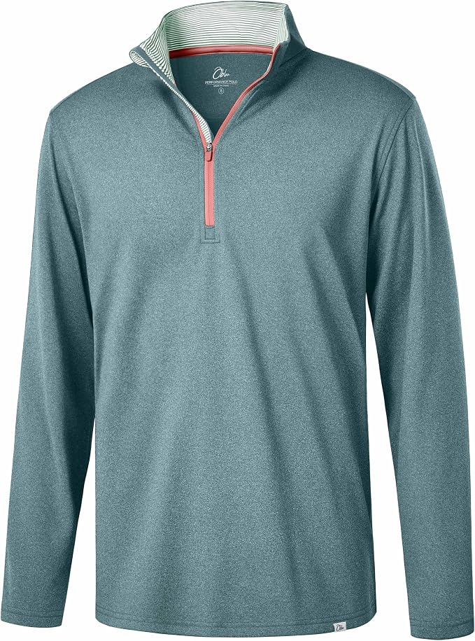 Obla Golf Quarter Zip Pullover Men Fleece Mock Neck Sweatshirt Winter Warm 1/4 by OBLA