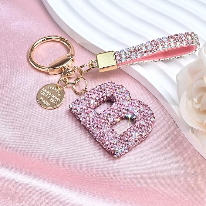 Pink Blue White Initial Letter Keychain Gift - Image 3