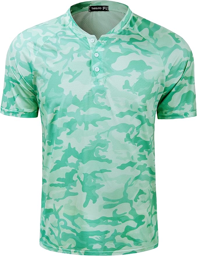 TAPULCO Mens Collarless Golf Shirts Short Sleeve Dry Fit Stretch Casual by TAPULCO