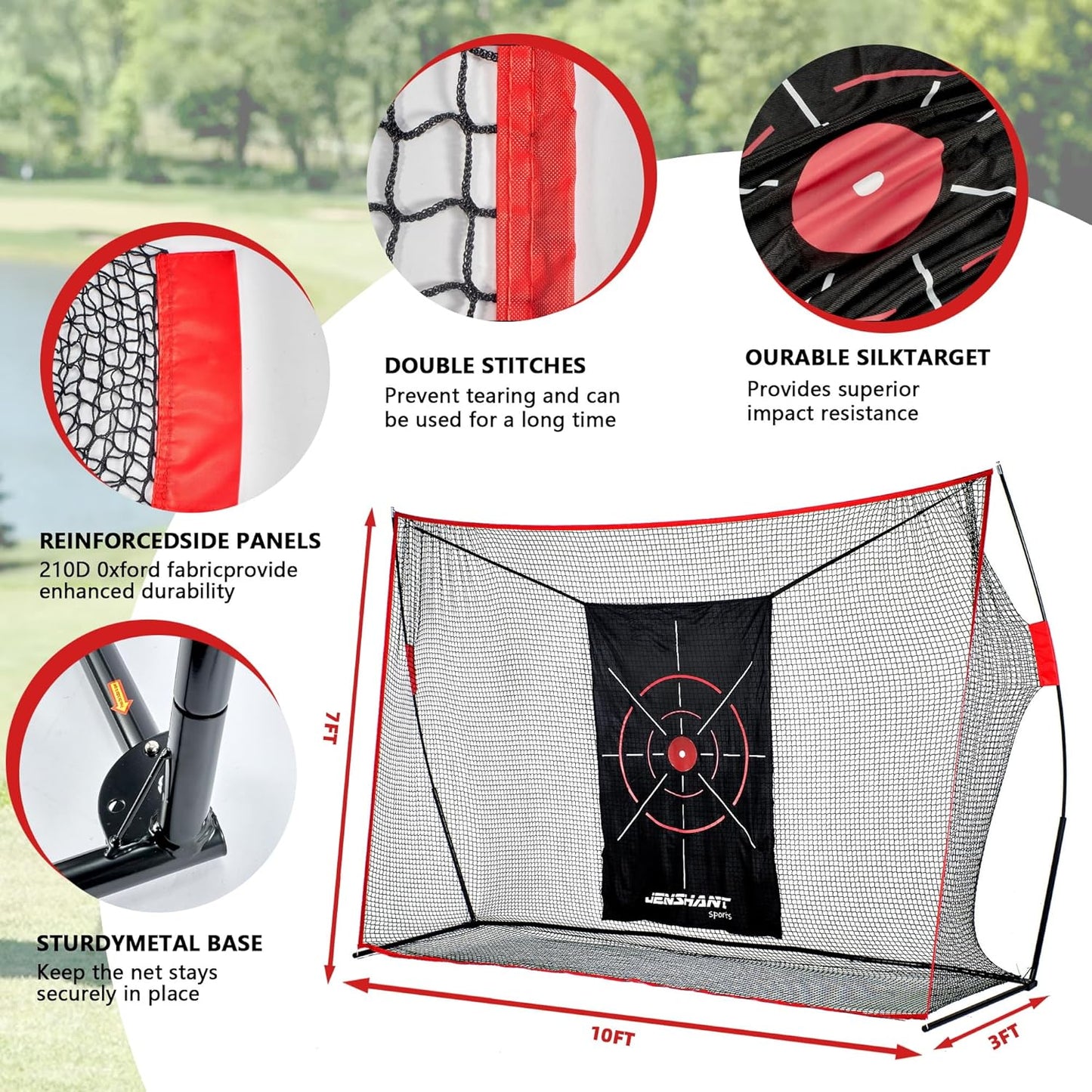 10x7ft Golf Practice Net with Chipping Target, Foldable Mat, 8 Tees & 6 Balls – All-in-One Golf Hitting Net for Backyard, Indoor Outdoor Use, Includes Carry Bag for Easy Storage