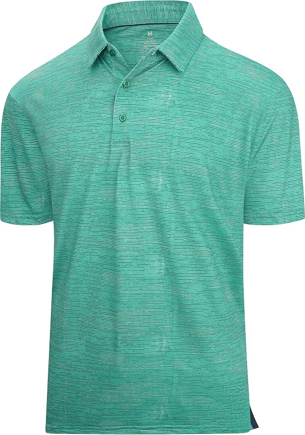 Esabel.C Jacquard Golf Shirts for Men Moisture Wicking Short Sleeve Performance by EsabelC