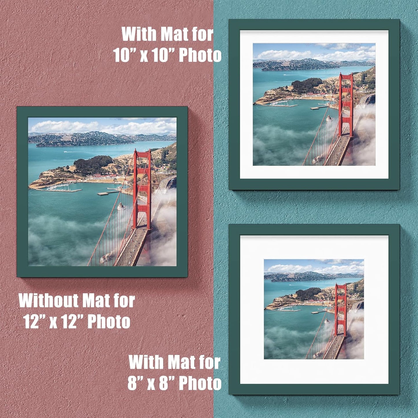 12x12 Wood Picture Frames for Wall Hanging or Tabletop,Diamond Painting Frame Baby Scan Picture Frames with 2 Mats Display 8x8 or 10x10 for Family Walls Decoration,Anniversary,Wedding,Christmas(Dark