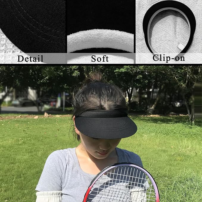 3 Pack Sports Sun Visor Hat Women Men Adjustable Clip On Visors Outdoor Golf - Image 4