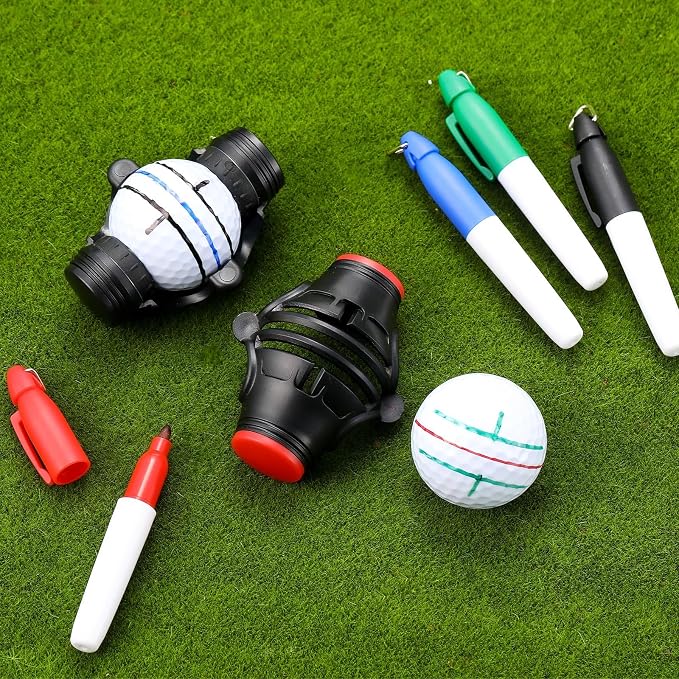 6 Pack Golf Ball Marker Line Tool 360 Degree Triple Line Ball Marker Stencil - Image 3